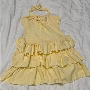Girls' Yellow Ruffle Halter Dress